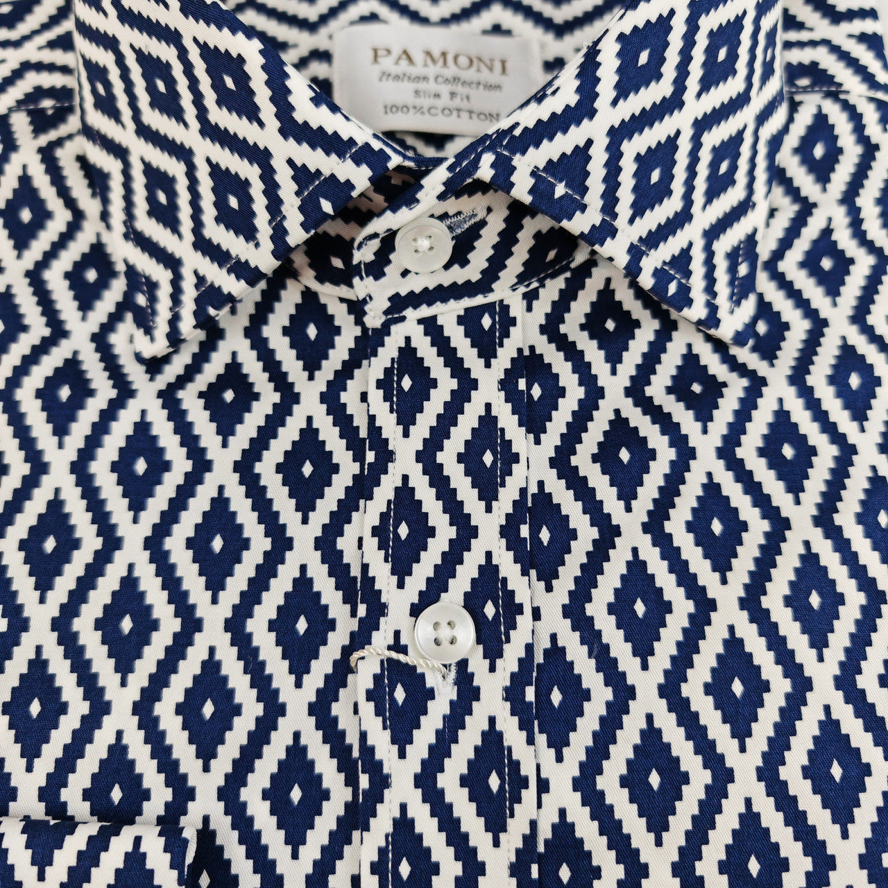 VEDA Navy DiamondPrint Shirt