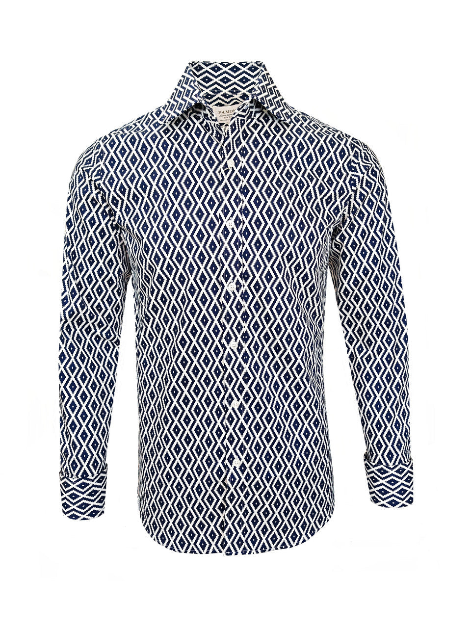 VEDA Navy DiamondPrint Shirt