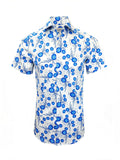 VEDA White & Blue Floral Short-Sleeve Shirt