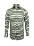 VEDA Green Geometric Slim-Fit Shirt