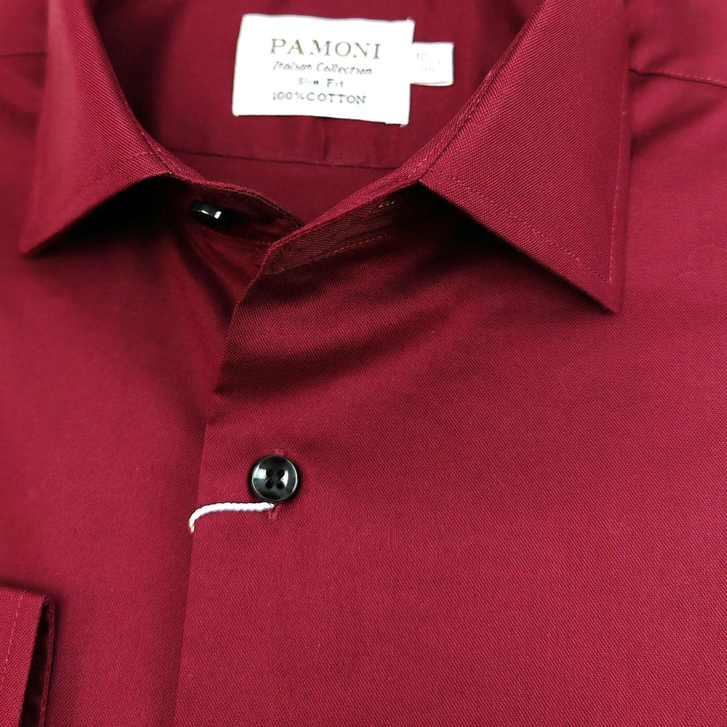 VEDA Burgundy Slim-Fit Oxford Shirt